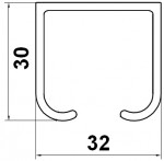 Направляющая для межкомнатных дверей  TRACK 2M (верхняя 30х32мм)