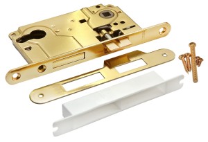 Дверная защелка с ригелем под цил. Morelli L1885 PG золото Дверная защелка с ригелем под цил. Morelli L1885 PG золото